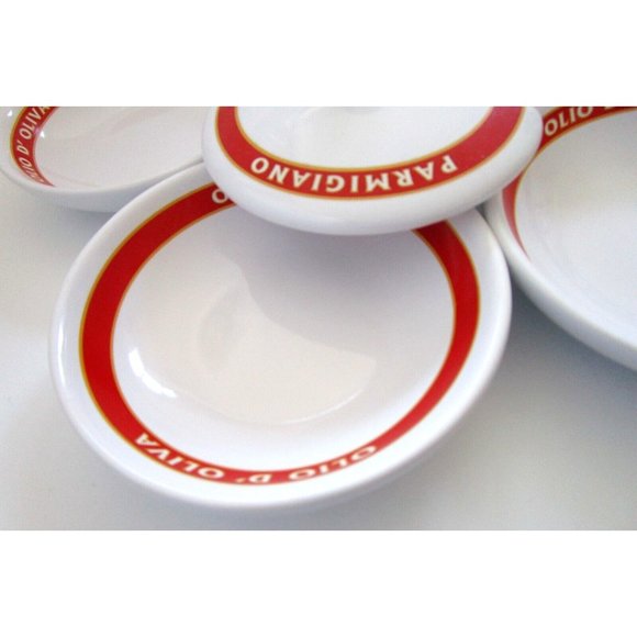 Pottery Barn Parmigiano Olio D'Oliva Bowl Set "Vintage Posters" Dip 4 Bowl/1 Lid - Picture 5 of 15